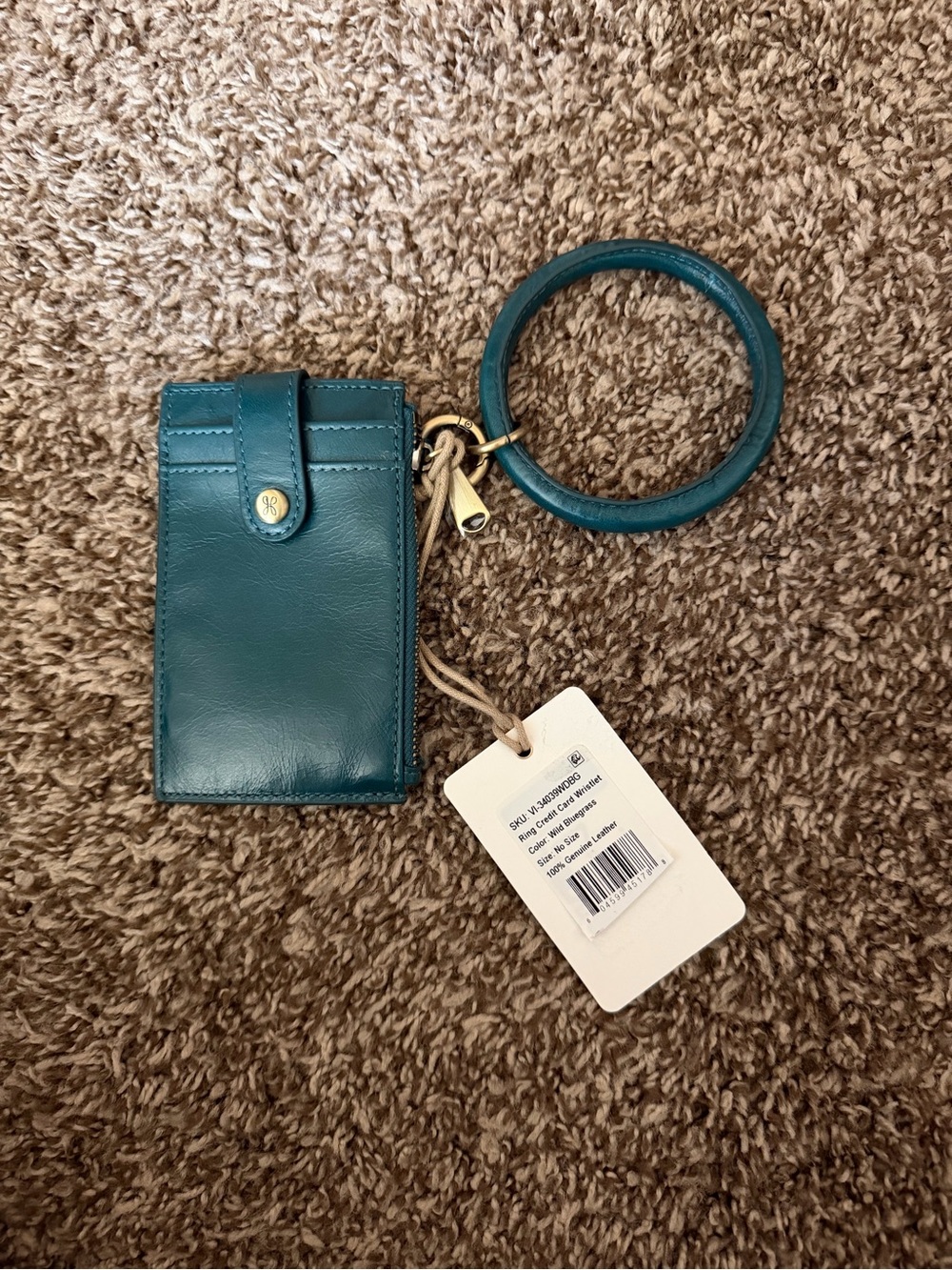 HOBO Wild Bluegrass Leather Wristlet Card Case - Picture 2 of 3